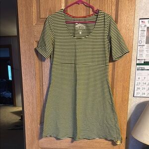 Green and White Striped Dress